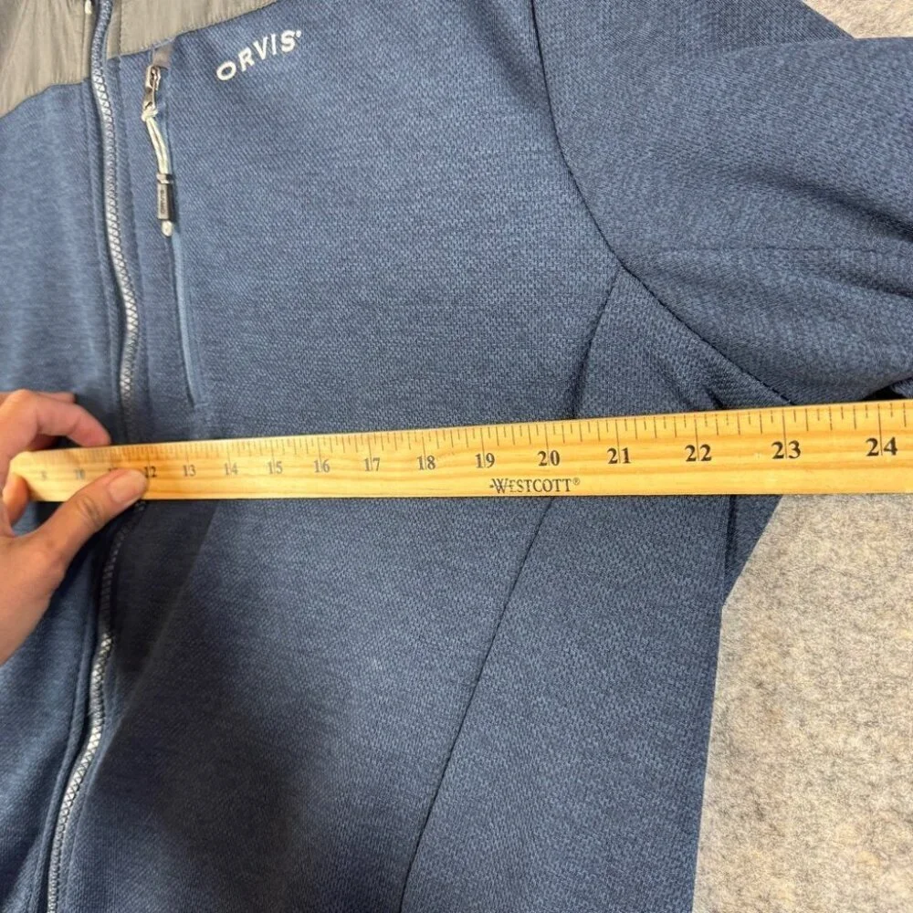 Orvis Blue Full Zip Jacket Men’s Large Performance Outdoor Layer Gorp Core